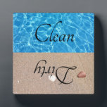 Plaque Photo Lave-vaisselle propre sale Plage Eau<br><div class="desc">Cette conception a été créée par art numérique. Elle peut être personnalisée dans la zone fournir ou customiser en choisissant le clic pour customiser une autre option et en changeant le nom, les initiales ou les mots. Vous pouvez également modifier la couleur et le style du texte ou supprimer le...</div>