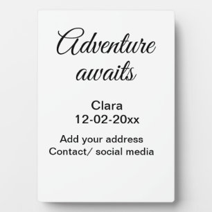 Plaque Photo L'aventure commence nom date année lieu