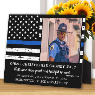 Plaque Photo Law Enforcement Thin Blue Line Police Memorial