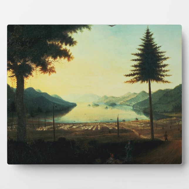 Plaque Photo Le campement au lac George, New York, 1759 (pétrol (Devant)