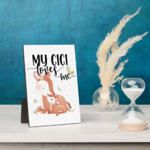 Plaque Photo Le cerf de bois Doe et le bébé Fawn Mon Gigi m'aim