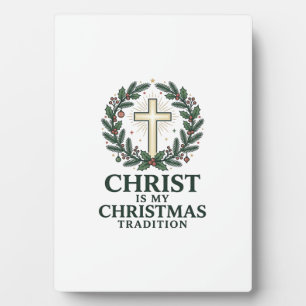 Plaque Photo Le Christ est ma tradition de Noël Croix vintage D