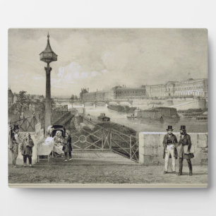 Plaque Photo Le Louvre, gravée par Auguste Bry (gravure)