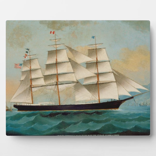 Plaque Photo Le navire Fleetwing, Baie de Hong Kong (Devant)