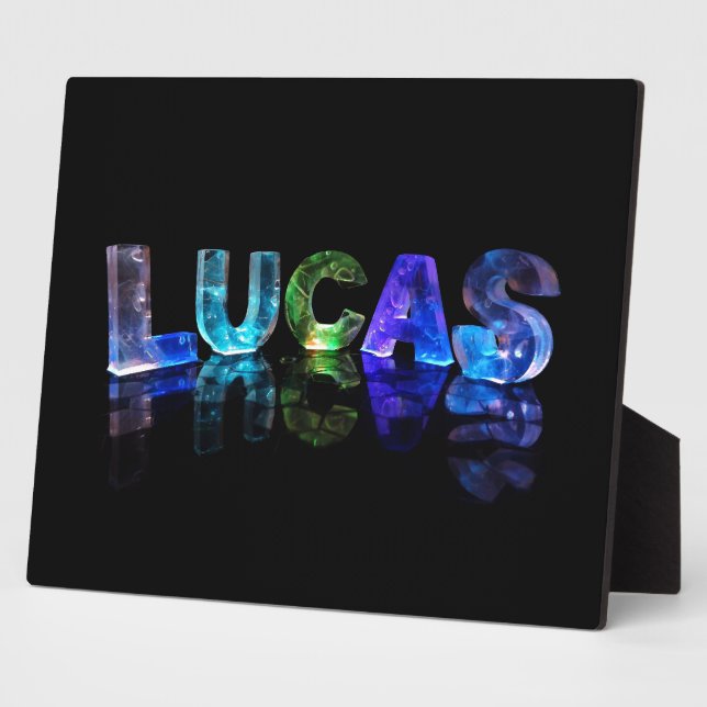 Plaque Photo Le nom Lucas en lumières 3D (photo) (Côté)