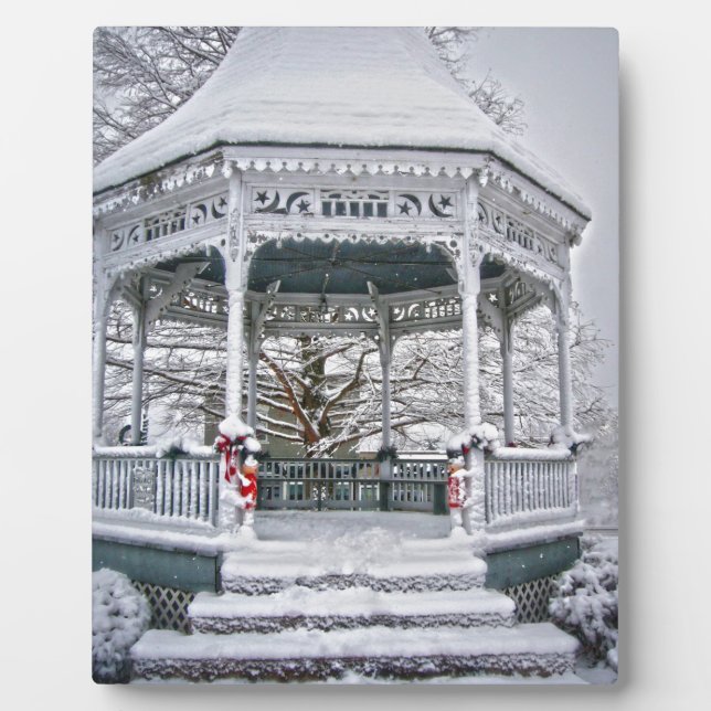 Plaque Photo Le palais de justice Gazebo dans la neige (Devant)
