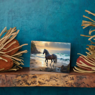 Plaque Photo Le Palomino Horse Sur La Plage,