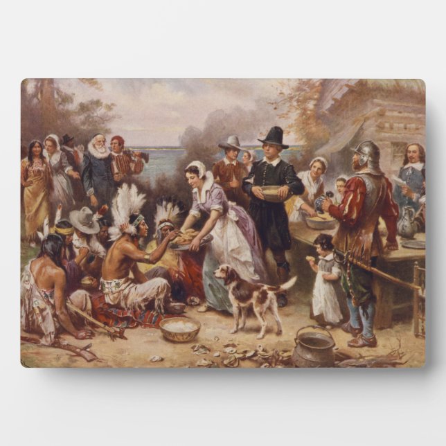 Plaque Photo Le premier Thanksgiving 1621 | c.1932 (Devant)