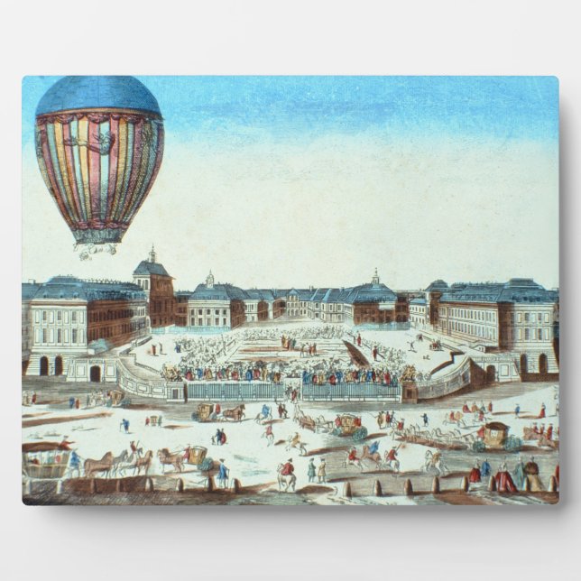 Plaque Photo Le premier vol du Pilatre du Rozier en plein air (Devant)