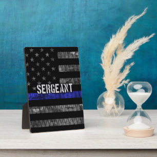 Plaque Photo Le sergent Thin Blue Line Distresse