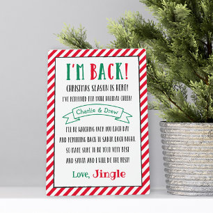 Plaque Photo L'elfe de Noël Je suis de retour Enfants personnal