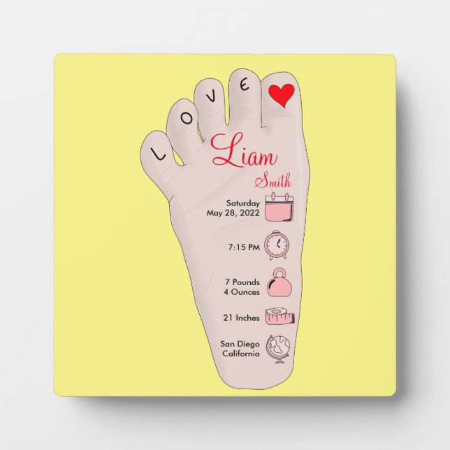 Plaque Photo Les détails de Birth Stats (Devant)
