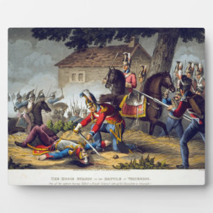 Plaque Photo Les Horse Guards à la bataille de Waterloo, engrav