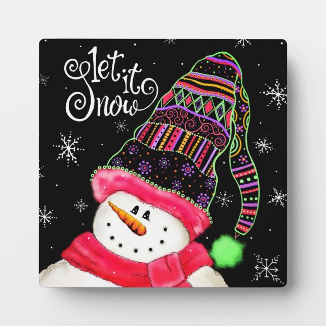Plaque Photo ‘Let it Snow’ mignon Snowman (Devant)