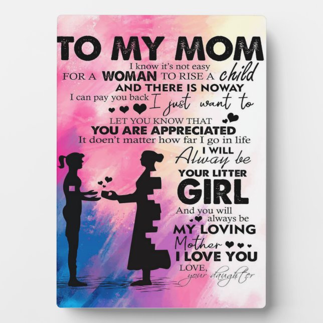 Plaque Photo Lettre adorable à maman | Joli cadeau à ma mère (Devant)