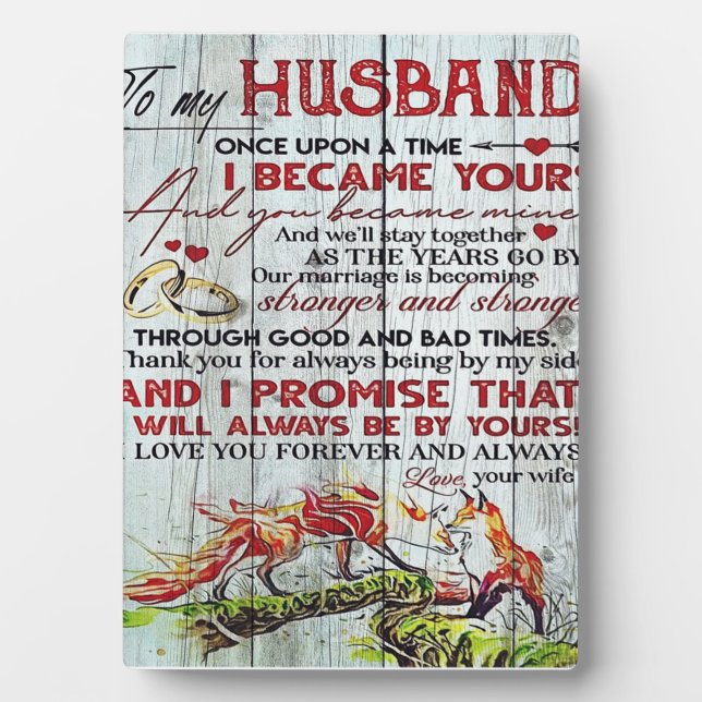 Plaque Photo Lettre de citation d'amour à mon mari (Devant)