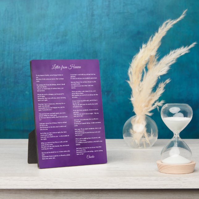 Plaque Photo Lettre du Ciel - Personnalisez avec le nom de l'an (Côté)