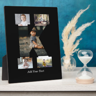 Plaque Photo Lettre noire et blanche K - Collage photo