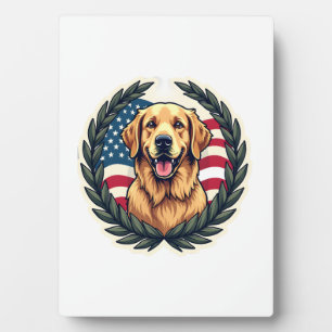 Plaque Photo Liberty Golden Retriever Vintage Tee Patriotique 4