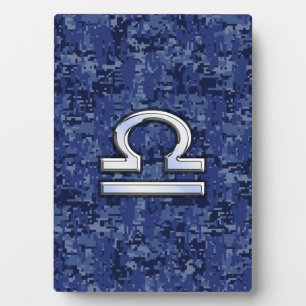 Plaque Photo Libra Zodiac Connexion Camouflage numérique bleu