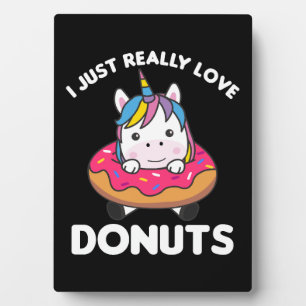 Plaque Photo Licorne aime les donuts Licornes sont roses