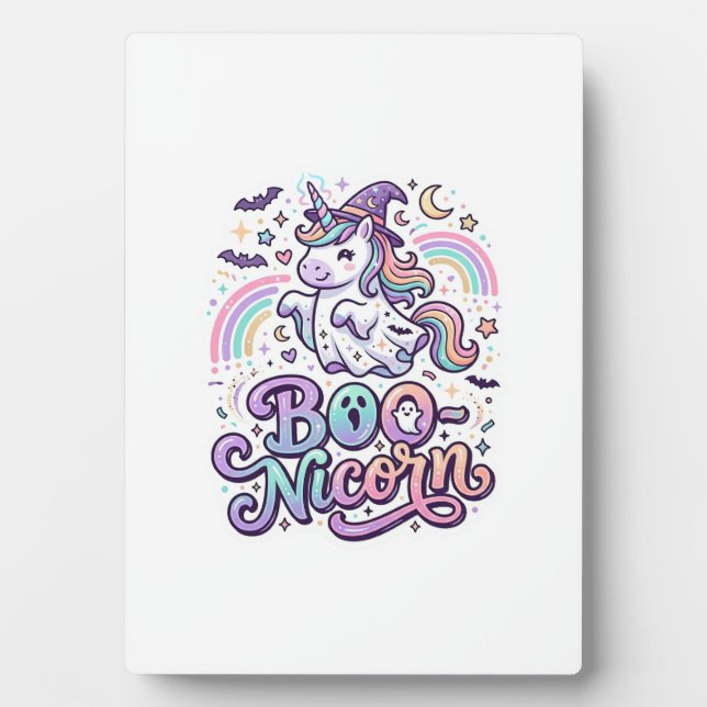 Plaque Photo Licorne Boo-licorne Vecteur Premium Conception Vec (Devant)
