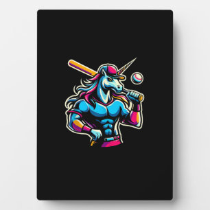 Plaque Photo Licorne Colère Cool Jouant Au Baseball Balle Batte