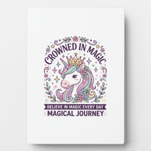 Plaque Photo Licorne Couronnée en Typographie Gras Magique Grap