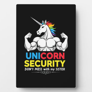 Plaque Photo Licorne de sécurité drôle de frère Ne plaisante pa