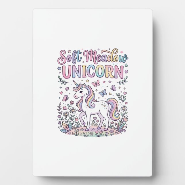 Plaque Photo Licorne Douce Prairie Licorne Adorable Conception  (Devant)