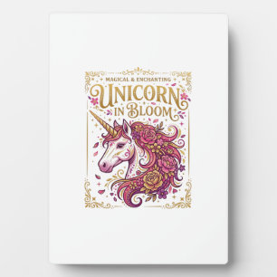 Plaque Photo Licorne en fleurs, création zazzle élégante_1