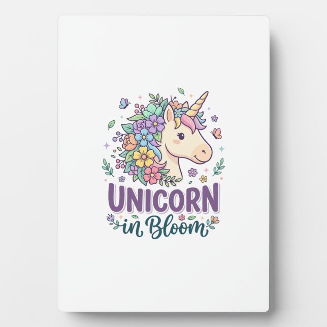 Plaque Photo Licorne en fleurs, typographie gras, impression à  (Devant)