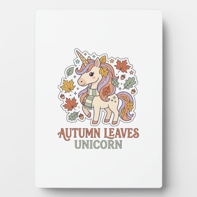 Plaque Photo Licorne Feuilles d'Automne Licorne Conception Grap (Devant)