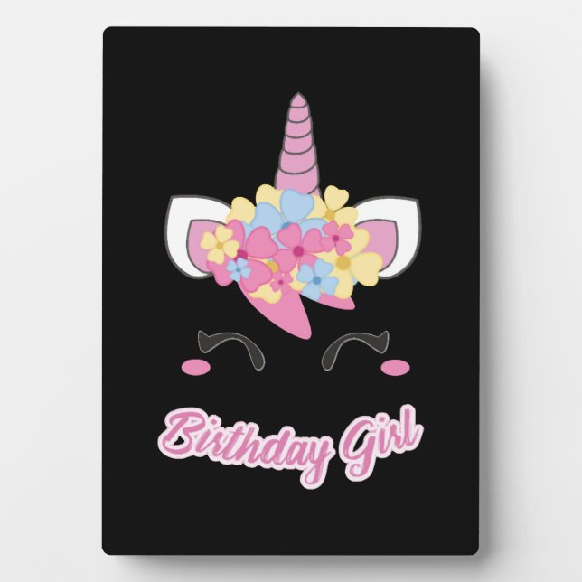 Plaque Photo Licorne fille d'anniversaire  (Devant)