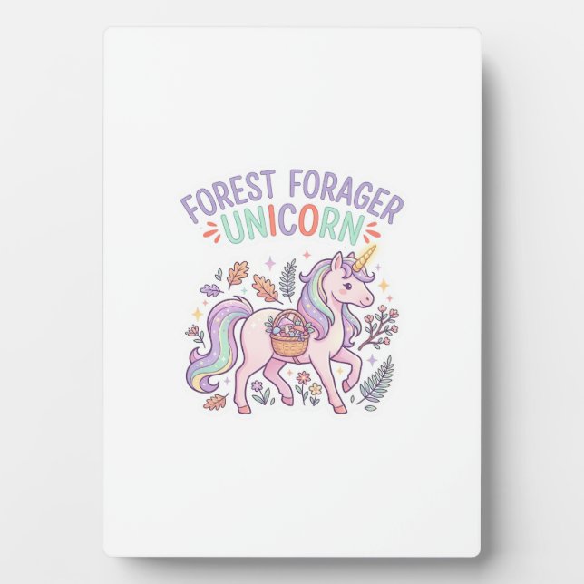 Plaque Photo Licorne Forest Forager Licorne Conception Graphiqu (Devant)
