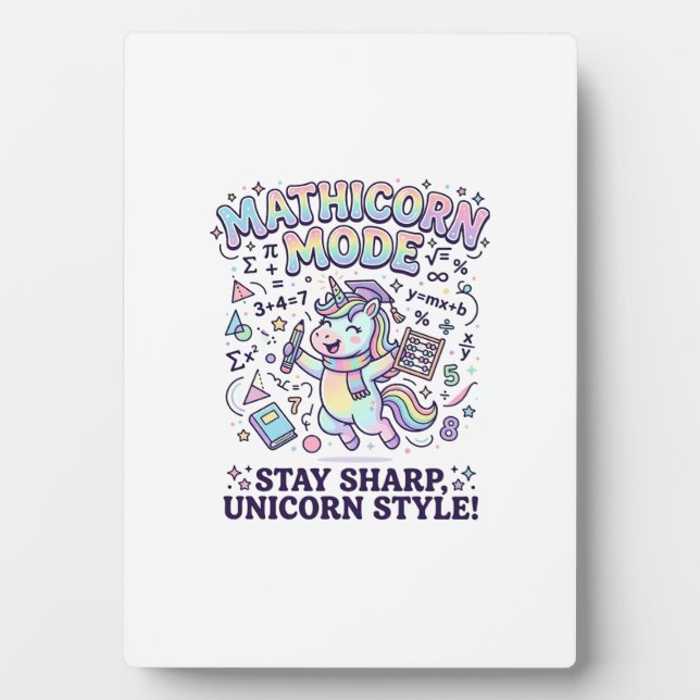 Plaque Photo Licorne Mathicorne Mode Charmant Fond Blanc D (Devant)