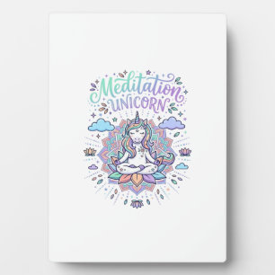 Plaque Photo Licorne Méditation Licorne Fond Blanc Vecteur