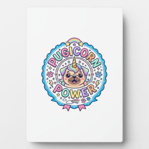 Plaque Photo Licorne Pugicorn Puissance Drôle Cadeau Mignon Con