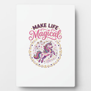 Plaque Photo Licorne Rendre La Vie Magique POD Prêt Fond Blanc