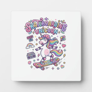 Plaque Photo Licorne Skateboarding Licorne Typographie Gras T-S