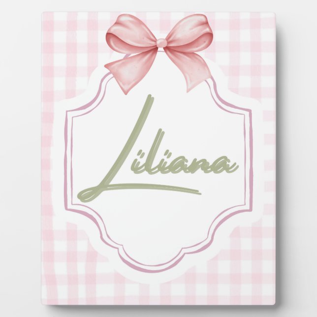 Plaque Photo Liliana personnalisée Baby Girl Nursery Bow&En vic (Devant)