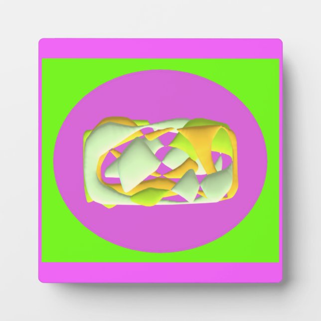 Plaque Photo Lime Vert et violet clair motifs (Devant)