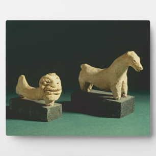 Plaque Photo Lion et cheval en terre cuite, Mohenjodaro 2300-17