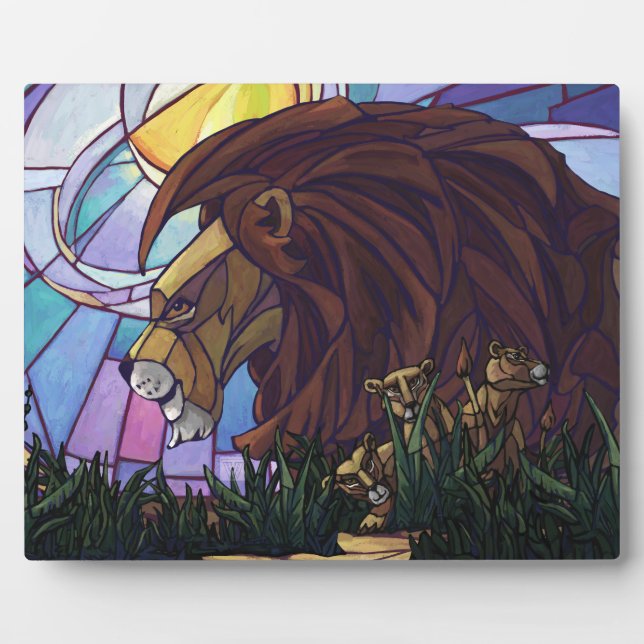 Plaque Photo Lion et petits (Devant)