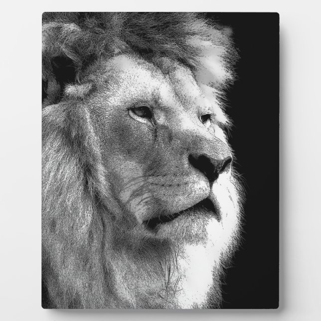 Plaque Photo Lion noir blanc (Devant)