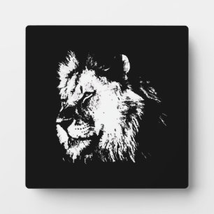 Plaque Photo Lion Noir Blanc - Pop Art Animalier