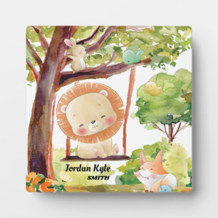 Plaque Photo Lion, Renard, Lapin et Oiseaux Brut Nature