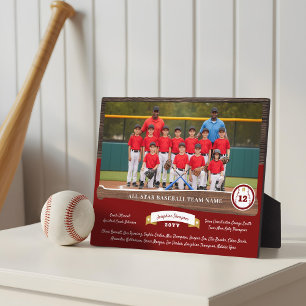 Plaque Photo Liste de l'équipe de baseball avec photo, numéro e