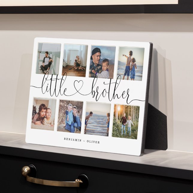 Plaque Photo Little Brother Script Brothers Cadeau Photo Collag (Little Brother Script Brothers Gift Photo Collage Plaque)