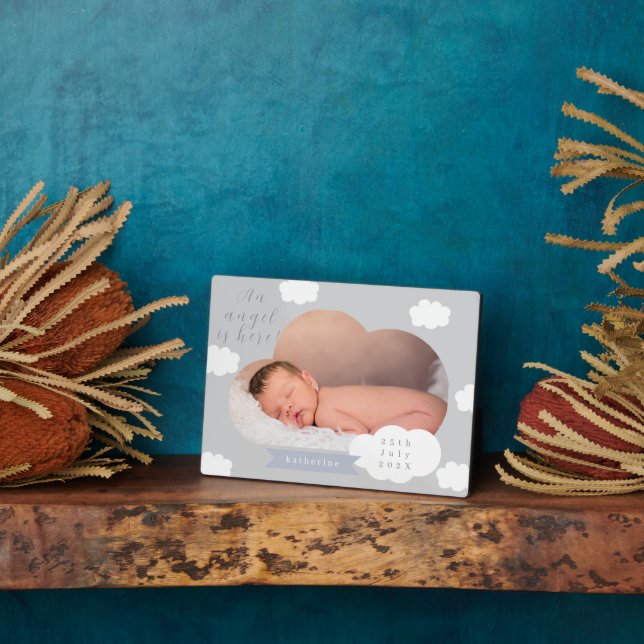 Plaque Photo Little Cloud Pastel Angel Is Here Grey (Côté)